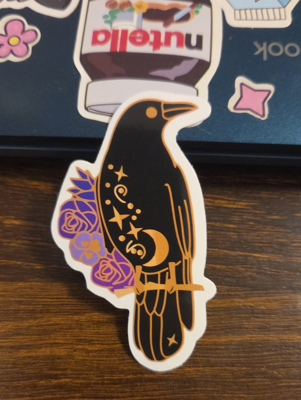 Mystic Crow Decorative Bird Sticker – Black and Purple